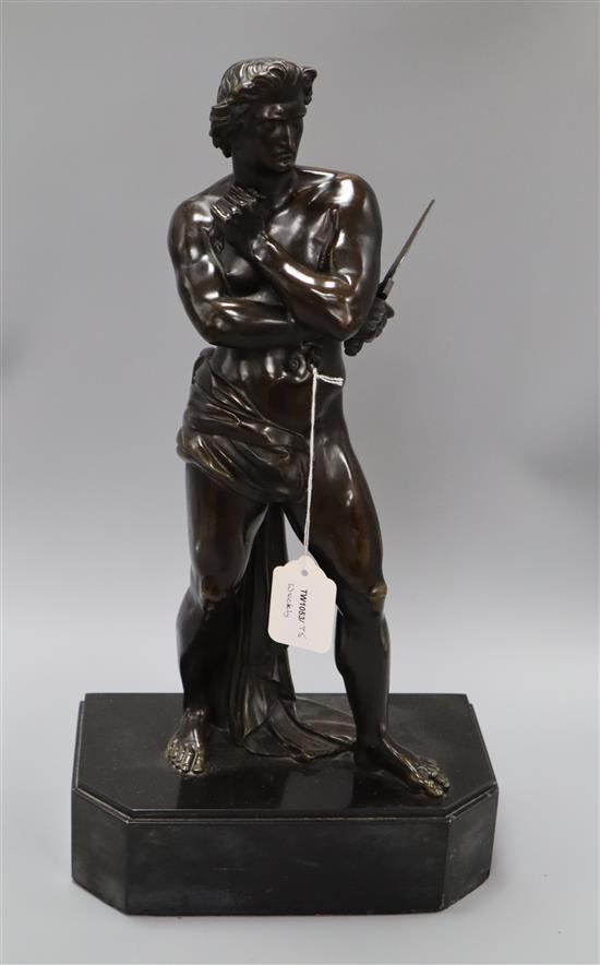 A 19th century bronze figure of a classical warrior, numbered 2269 height 46cm